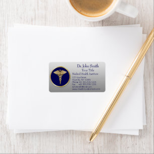 Etiqueta Azul de Caduceus Dourado profissional
