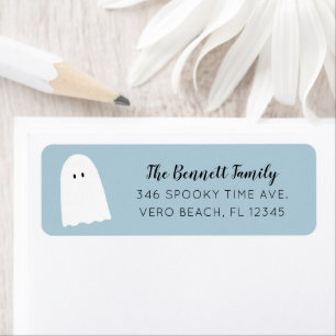 Etiqueta Azul de Halloween de Script Elegante Fantasma Simp