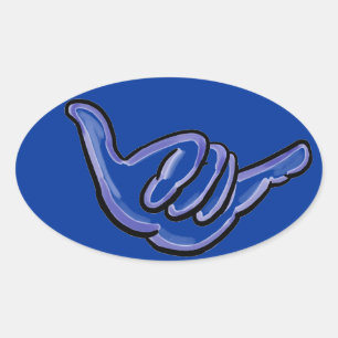 Etiqueta azul de Havaí do shaka