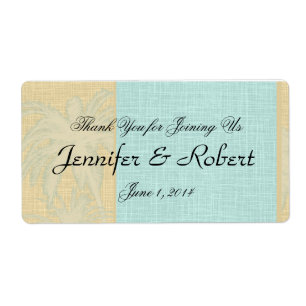 Etiqueta azul de linho de creme da garrafa de águ