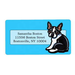 Etiqueta Azul do Boston Terrier Profile Studio