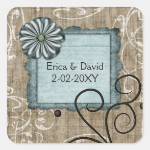 etiqueta azul do casamento