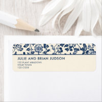 Azul e creme Delft Borda Floral