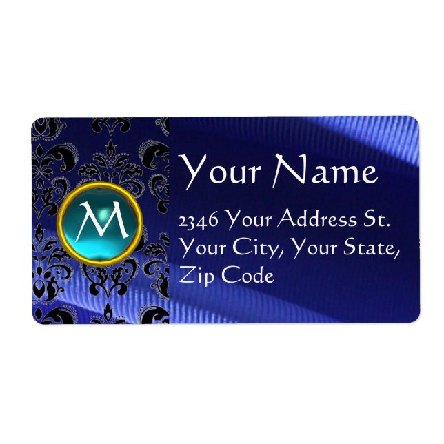 Etiqueta Azul-elétrico SILK DAMASK GEM (Frente)