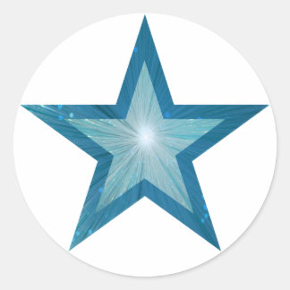 Etiqueta azul-estrela redonda branca