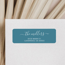 Etiqueta Azul Família Manuscrito Simples Moderno