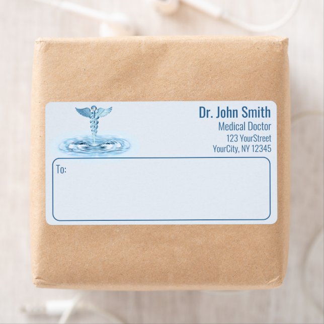 Etiqueta Azul Hermes Médicos Rod Caduceus (Insitu)