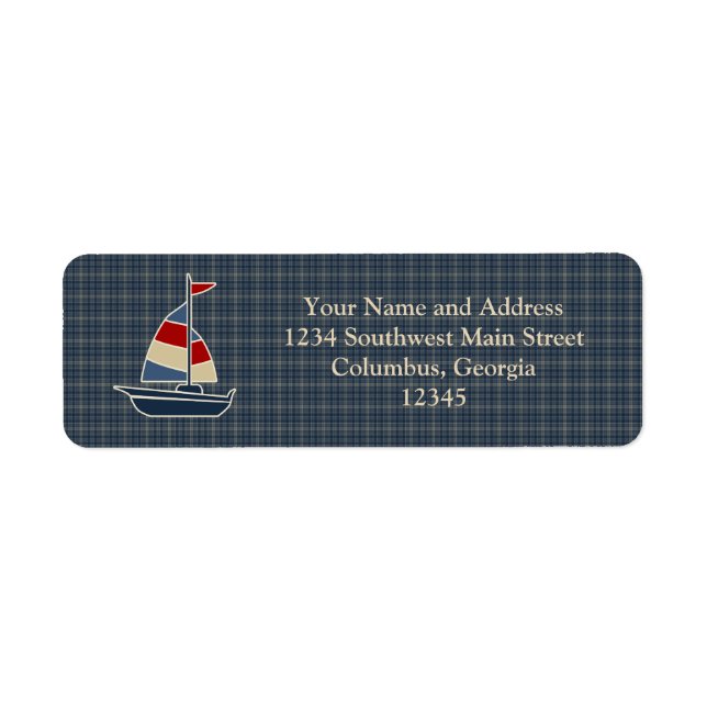 Etiqueta Azul Náutico, Vermelho, Creme - Personalizado (Frente)