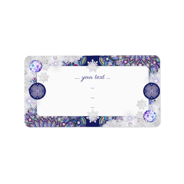 Etiqueta Azul-rocha e floco de neve (Frente)