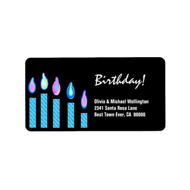 Etiqueta Azul Velas Aniversário (Frente)