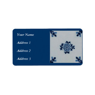 Etiqueta Azulejo Azul Delft Antiquário Clássico - Motif Flo