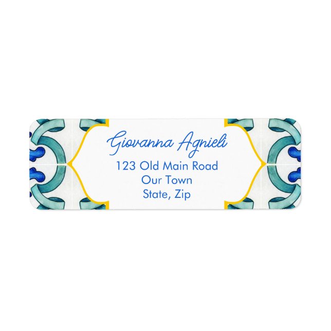 Etiqueta Azulejos Majolica Mediterrânicos (Frente)