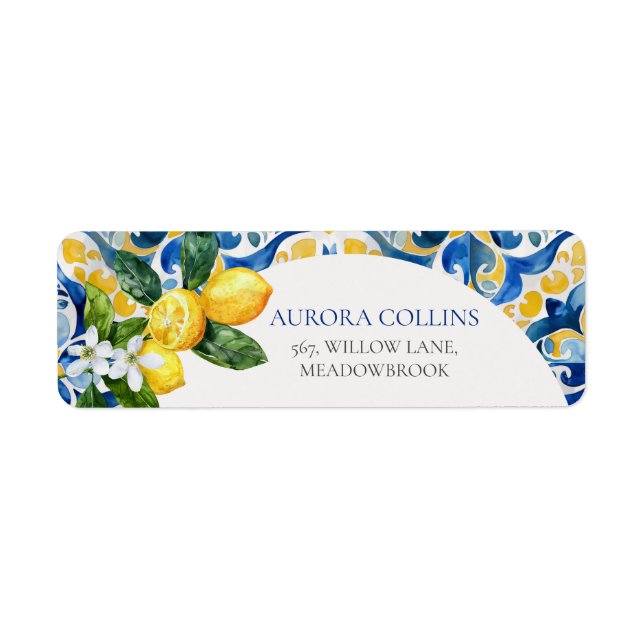 Etiqueta Azulejos mediterrânicos Lemon 25 Birthday (Frente)