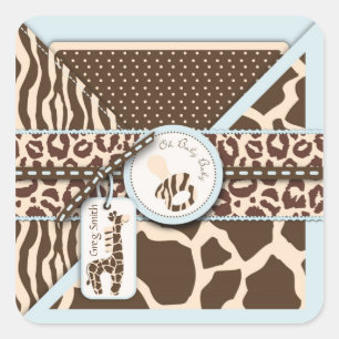 Etiqueta B3 do menino do safari