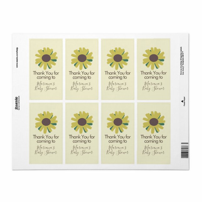 Etiqueta Babá Simples Flores de Girassóis e Verduras     (Folha completa)