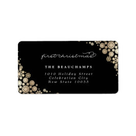 Etiqueta Baby First Christmas Elegant Snowflakes Endereço