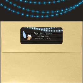 Etiqueta Baby Is Brewing Blue Baby Shower Return Address