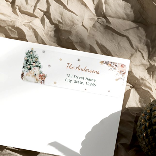 Etiqueta Baby Polar Bear Winter Chá de fraldas Address (Criador carregado)