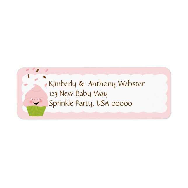 Etiqueta Baby Sprinkle Correspondente a cor-de-rosa Endereç (Frente)