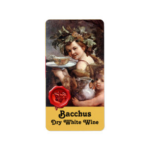 ETIQUETA BACCHUS COM UVAS E SELO DE CEVAS VERMELHAS BRANCAS