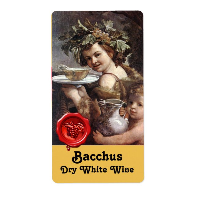 ETIQUETA BACCHUS COM UVAS E VINHO BRANCO, DE SEAL VERMELHO (Frente)