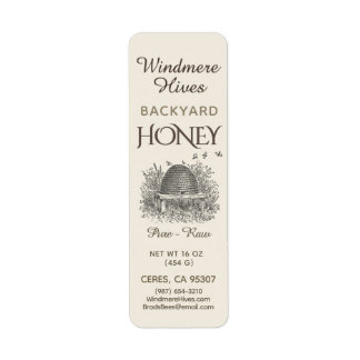 Etiqueta Backyard Honey Vintage Skep with bees mini label