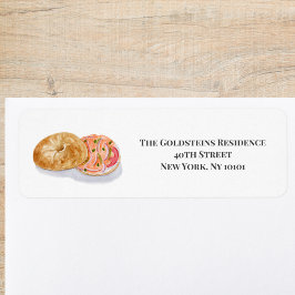 Etiqueta Bagels de Aquarela Salmão Defumado