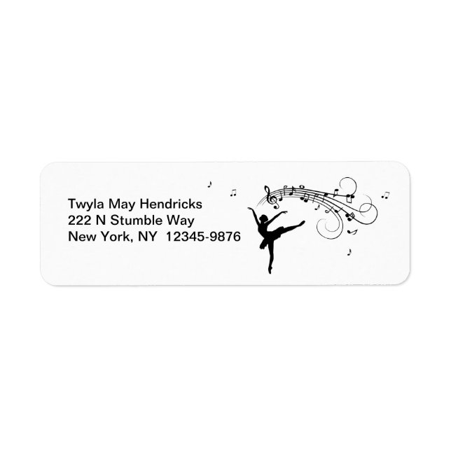 Etiqueta Bailarina Dançando com Notas Musicais (Frente)