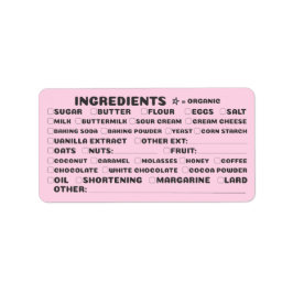 Etiqueta Baking bakery part organic ingredients checklist