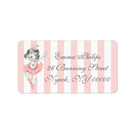 Etiqueta Balé Ballerina rosa com faixa branca