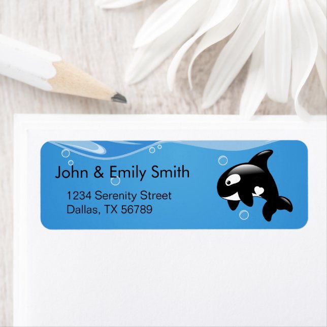 Etiqueta Baleia de orca branca em Aqua (Insitu)