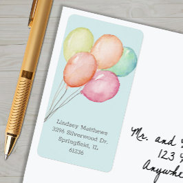 Etiqueta Balões Chá de fraldas Azul Endereço de Devolução