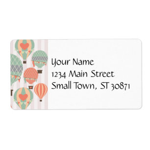 Etiqueta Balões de ar quente de pastel Céu Ascensão, cor-de