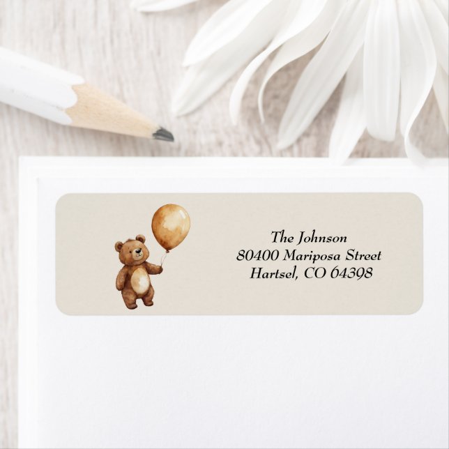 Etiqueta Balões de Urso Nuvens Esperam Chá de fraldas Brilh (Insitu)