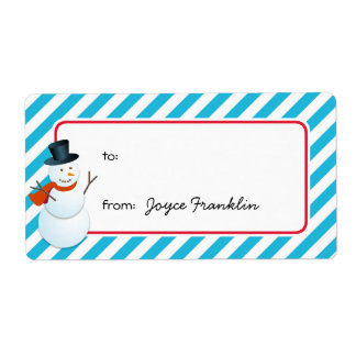 Etiqueta Bandas azuis de Snowman personalizadas a partir da