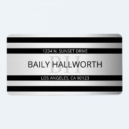 Etiqueta Bandas de Ombre Silver Faux Contemporâneas & Preta