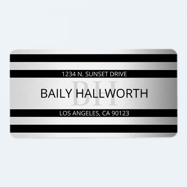 Etiqueta Bandas de Ombre Silver Faux Contemporâneas & Preta (Criador carregado)