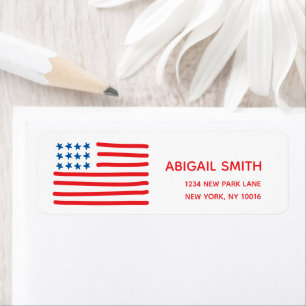 Etiqueta Bandeira Americana Desenhada à Mão
