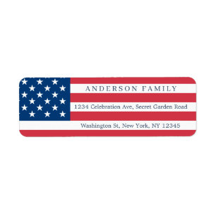Etiqueta Bandeira Americana EUA 4 de julho Endereço Patriót