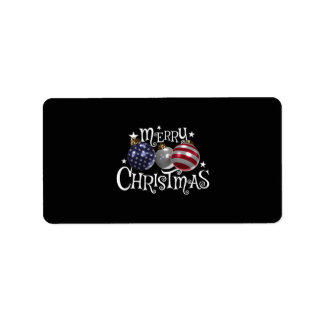 Etiqueta Bandeira Americana Feliz Natal Enfeites de Árvore