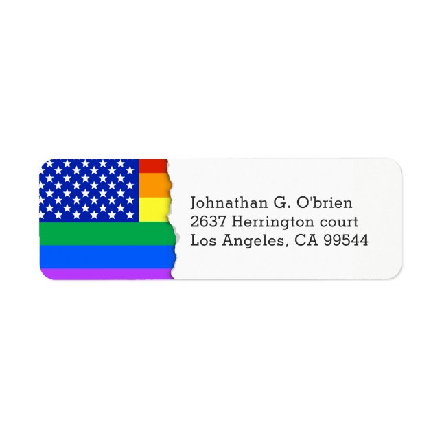 Etiqueta Bandeira Americana LGBT | Endereço de devolução (Frente)
