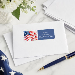 Etiqueta Bandeira Americana Ondulada EUA Patriótica azul