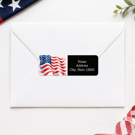 Etiqueta Bandeira Americana Ondulante EUA Patriótica