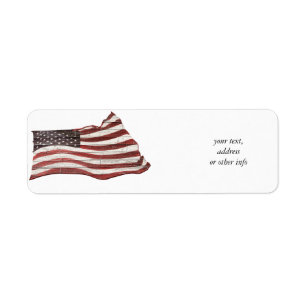 Etiqueta Bandeira Americana Pintada na Textura de Madeira R