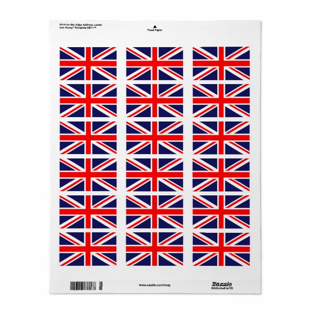 Etiqueta Bandeira Britânica  (Toda a folha)