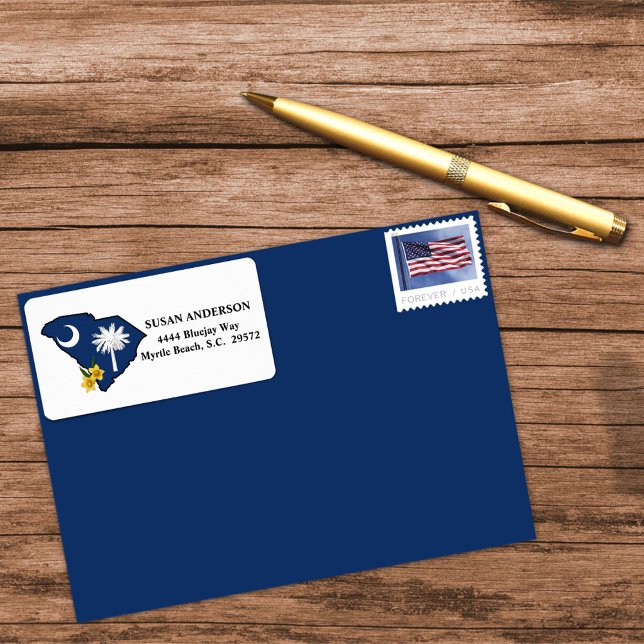 Etiqueta Bandeira da Carolina do Sul + Amarelo Flor Jessami (Criador carregado)