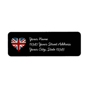 Etiqueta Bandeira dada forma coração de Union Jack
