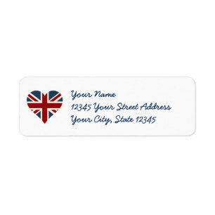 Etiqueta Bandeira dada forma coração de Union Jack
