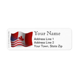 Etiqueta Bandeira de ondulação Canadense-Americana
