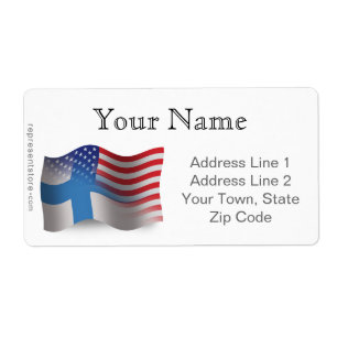 Etiqueta Bandeira de ondulação Finlandês-Americana